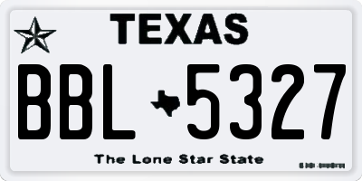TX license plate BBL5327