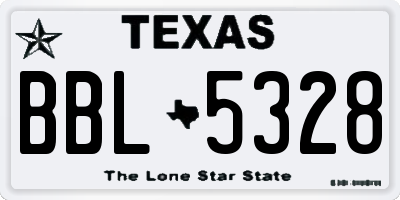 TX license plate BBL5328