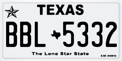 TX license plate BBL5332