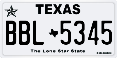 TX license plate BBL5345