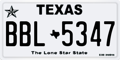 TX license plate BBL5347