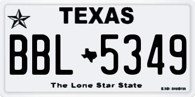 TX license plate BBL5349
