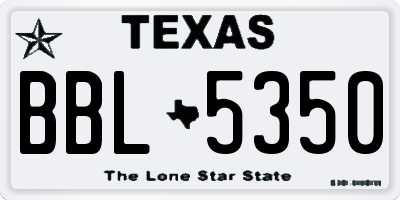 TX license plate BBL5350