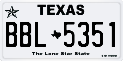 TX license plate BBL5351