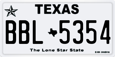 TX license plate BBL5354