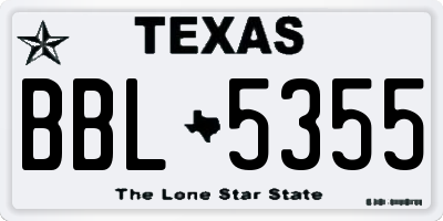 TX license plate BBL5355