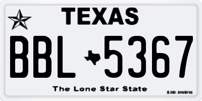 TX license plate BBL5367
