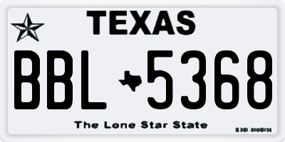 TX license plate BBL5368