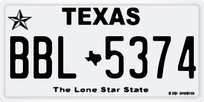 TX license plate BBL5374