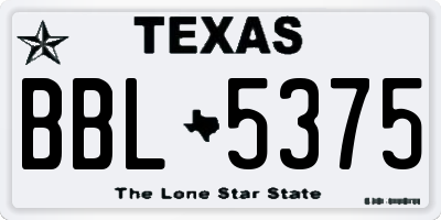 TX license plate BBL5375