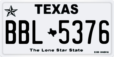 TX license plate BBL5376