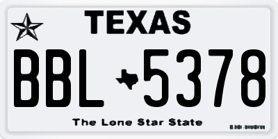 TX license plate BBL5378