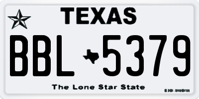 TX license plate BBL5379
