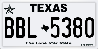 TX license plate BBL5380