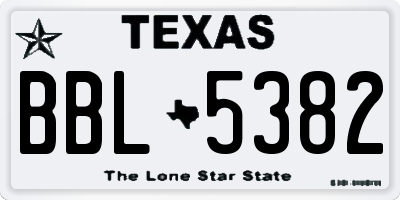TX license plate BBL5382