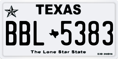 TX license plate BBL5383