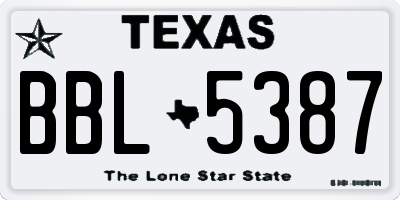 TX license plate BBL5387