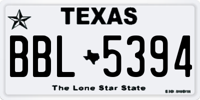 TX license plate BBL5394