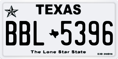 TX license plate BBL5396