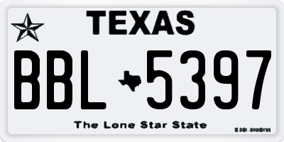 TX license plate BBL5397