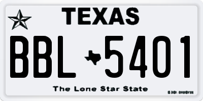 TX license plate BBL5401