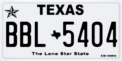 TX license plate BBL5404