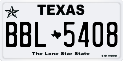TX license plate BBL5408