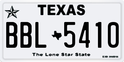 TX license plate BBL5410