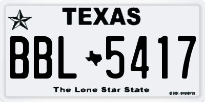 TX license plate BBL5417