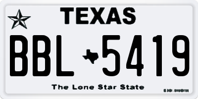 TX license plate BBL5419