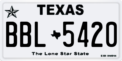 TX license plate BBL5420