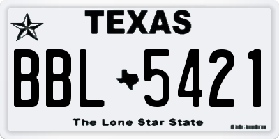 TX license plate BBL5421