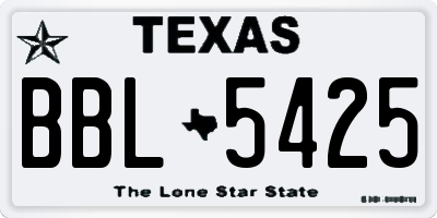 TX license plate BBL5425
