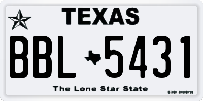 TX license plate BBL5431