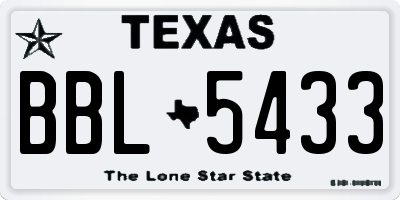 TX license plate BBL5433