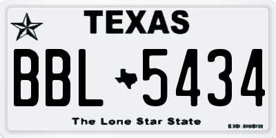 TX license plate BBL5434