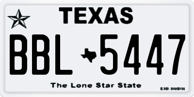 TX license plate BBL5447
