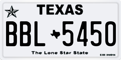 TX license plate BBL5450
