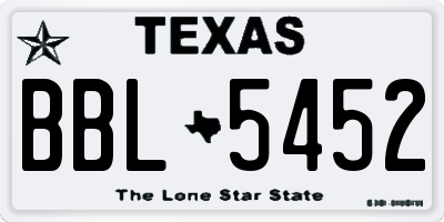 TX license plate BBL5452