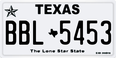 TX license plate BBL5453
