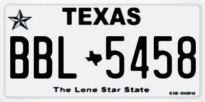TX license plate BBL5458