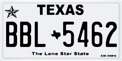 TX license plate BBL5462
