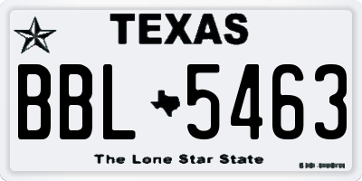 TX license plate BBL5463