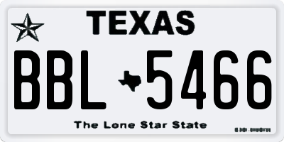 TX license plate BBL5466