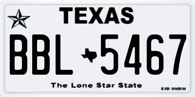 TX license plate BBL5467