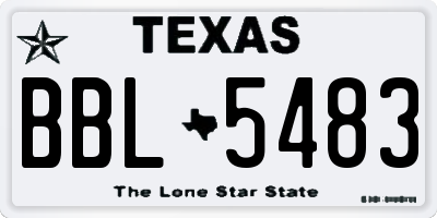 TX license plate BBL5483