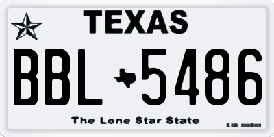TX license plate BBL5486
