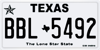 TX license plate BBL5492
