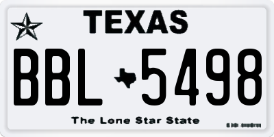 TX license plate BBL5498