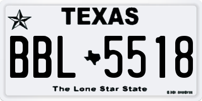 TX license plate BBL5518